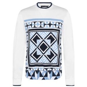Dolce & Gabbana Male Sweatshirt White Majolica Print  NWT